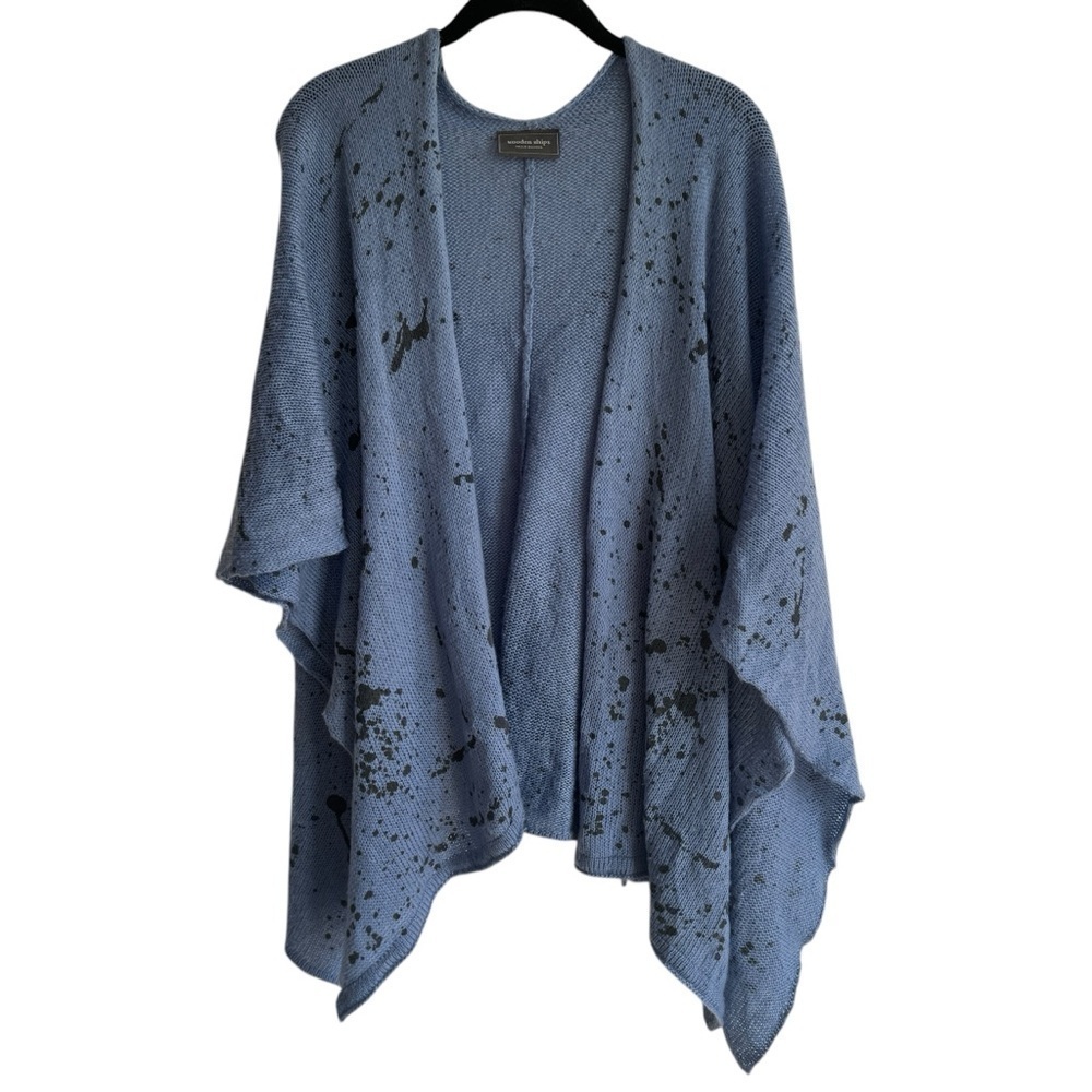 Wooden Ships Paint Splatter Shawl, Scandia Blue/Bold Ink, Cement/Black, Size S/M